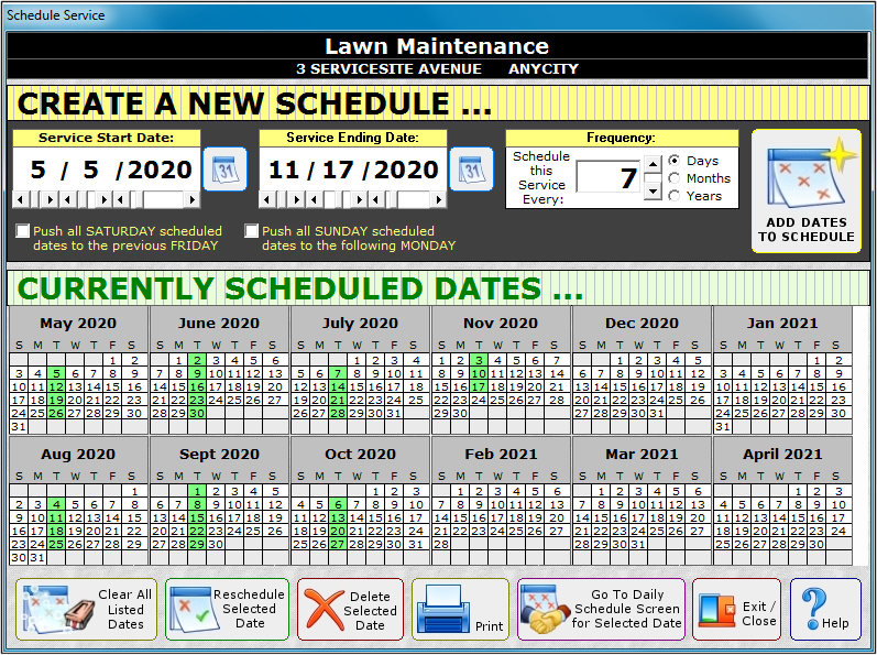GroundsKeeper Pro scheduling feature
