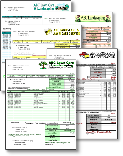 GroundsKeeper Pro custom colors on printed invoices